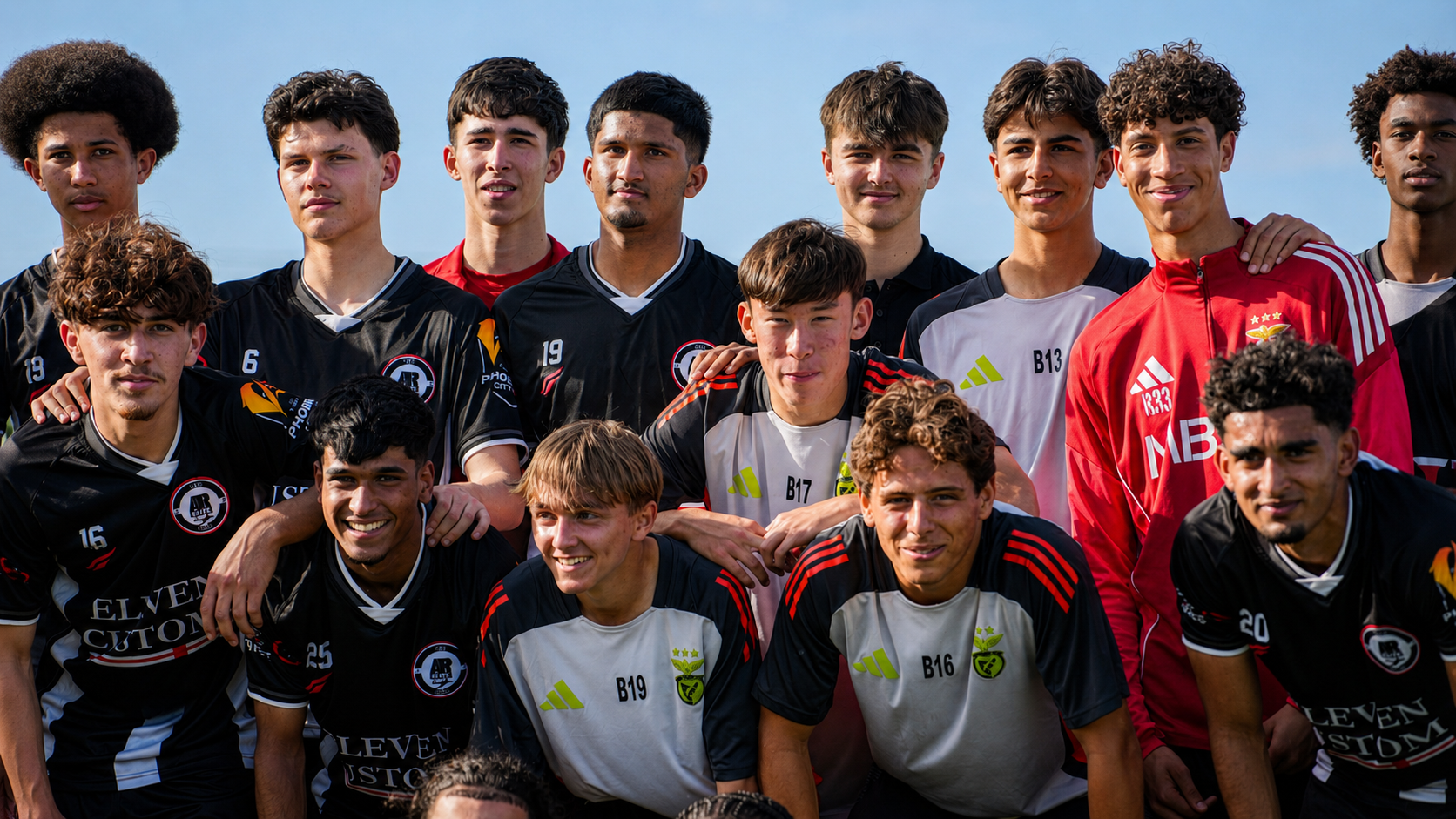 AR Elite and Next Phase Football squad photographed together after a fixture.